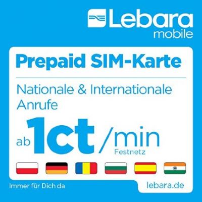 Lebara Prepaid SIM-Karte 7,50EUR / + 2,50EUR (10 EUR)