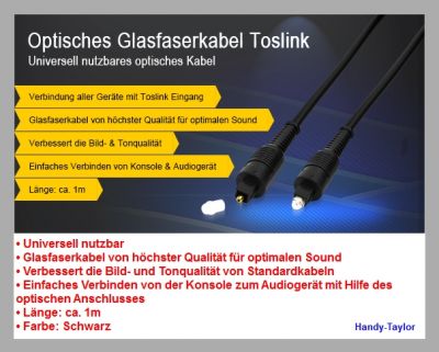 1m Optisches Toslink Audio Glasfaser-Kabel