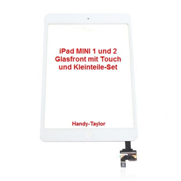 iPad MINI 1,2 Glasfront Weiß + Touch Screen + Kleinteile-Set